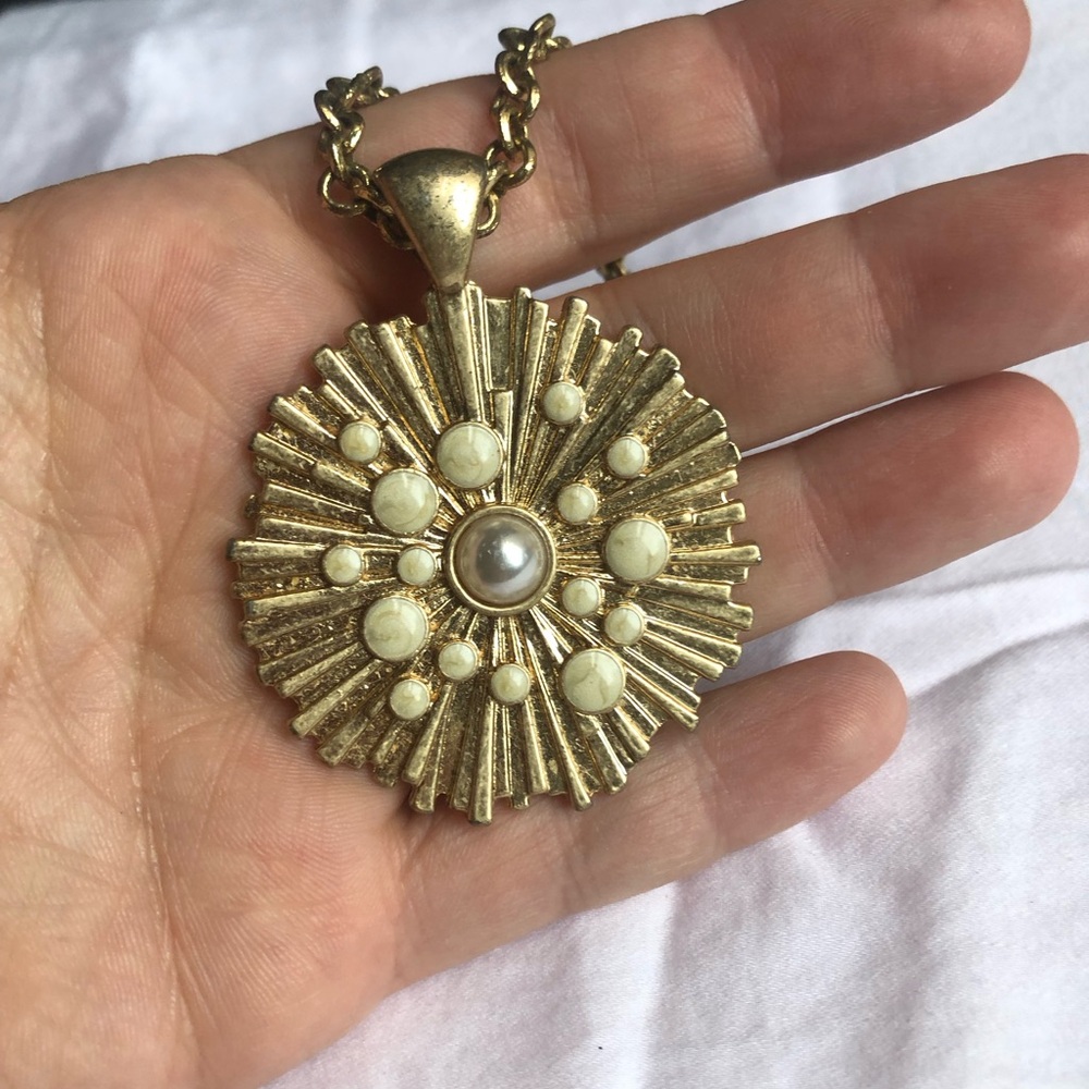 Lia Sophia Gold Pendant Necklace with Pearl Accent - Picture 2 of 4